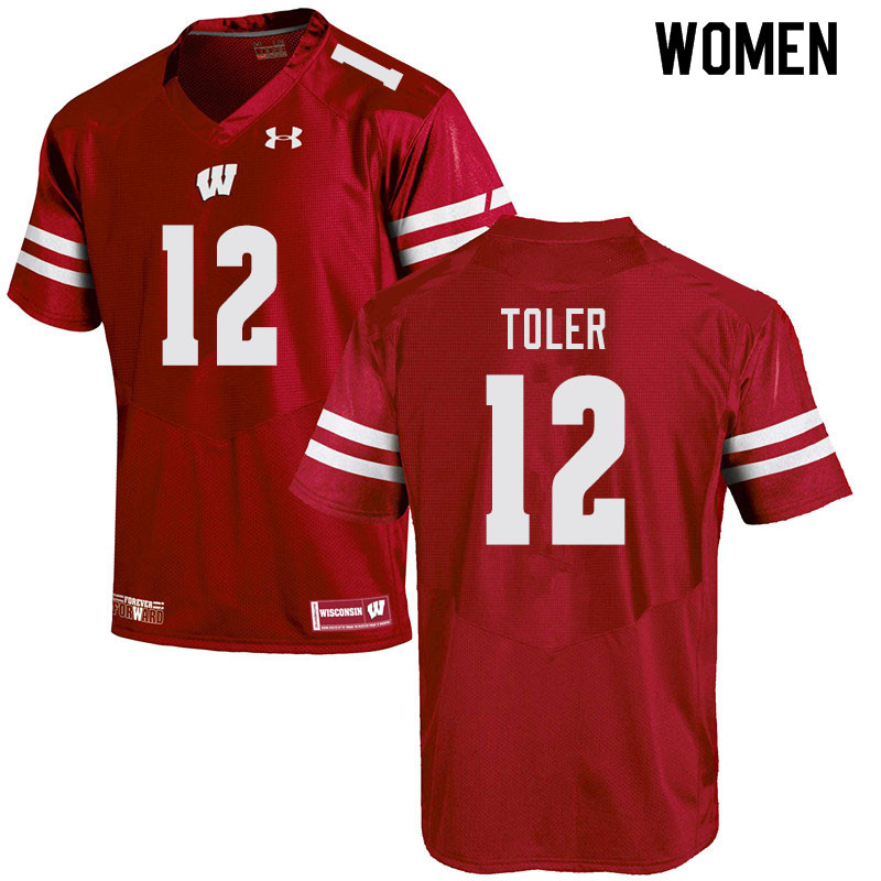 Women #12 Titus Toler Wisconsin Badgers College Football Jerseys Sale-Red